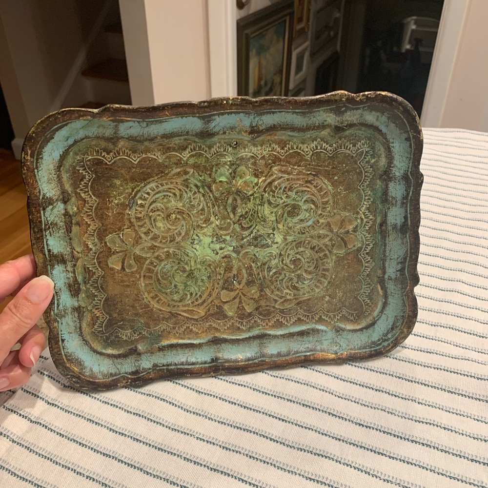 Vintage Florentine Ornate Rectangular Tray